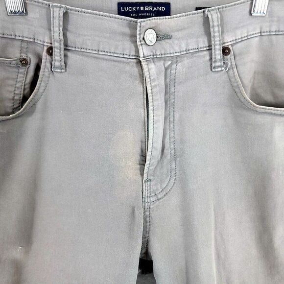 DAMAGED Lucky Brand 223 Straight Beige Cotton Mid‎ Rise Jeans 36/29 - Picture 3 of 15
